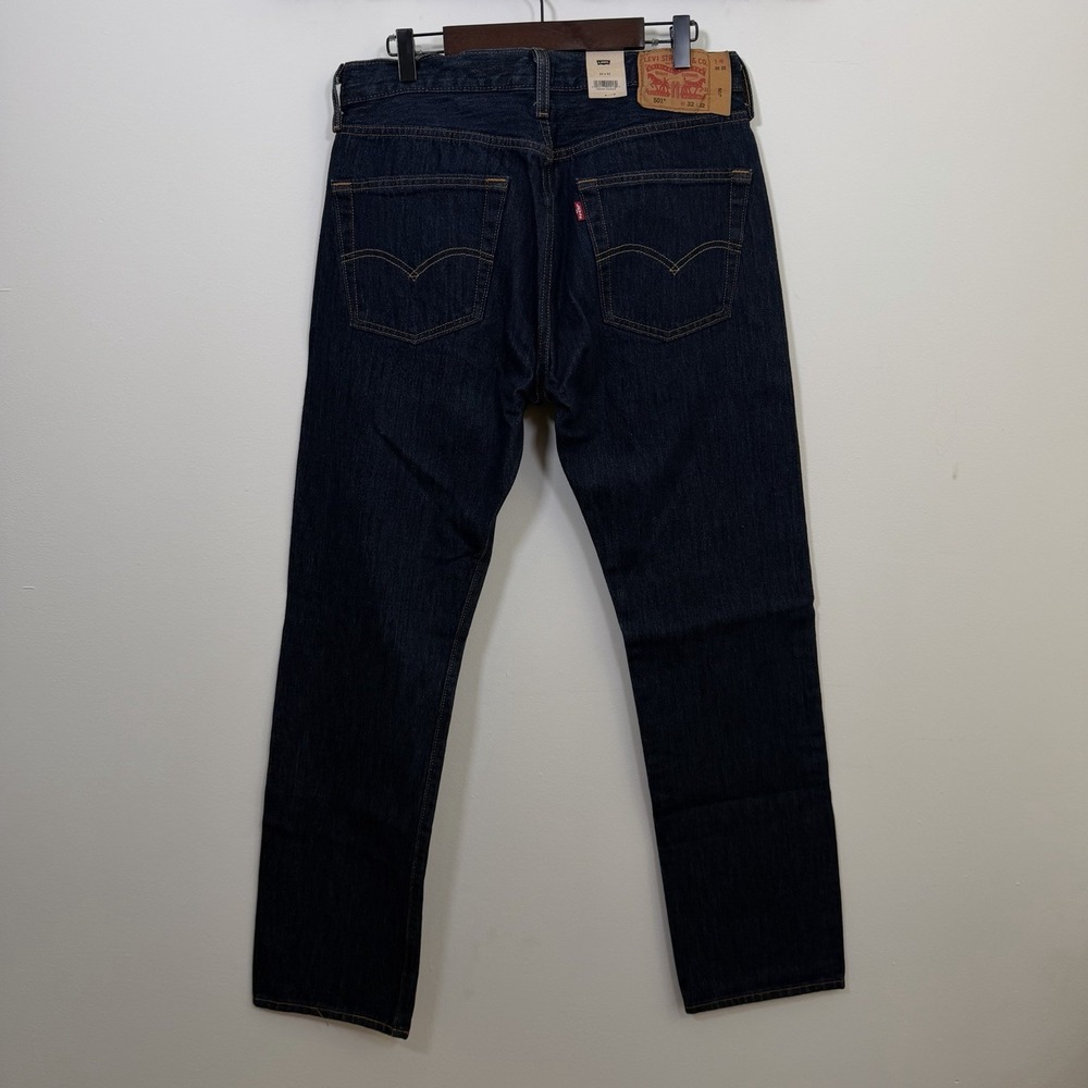 Levi's 501 Original Fit Men's Jeans 32x32 Dark Wash Blue Denim Button Fly NEW - Picture 2 of 11